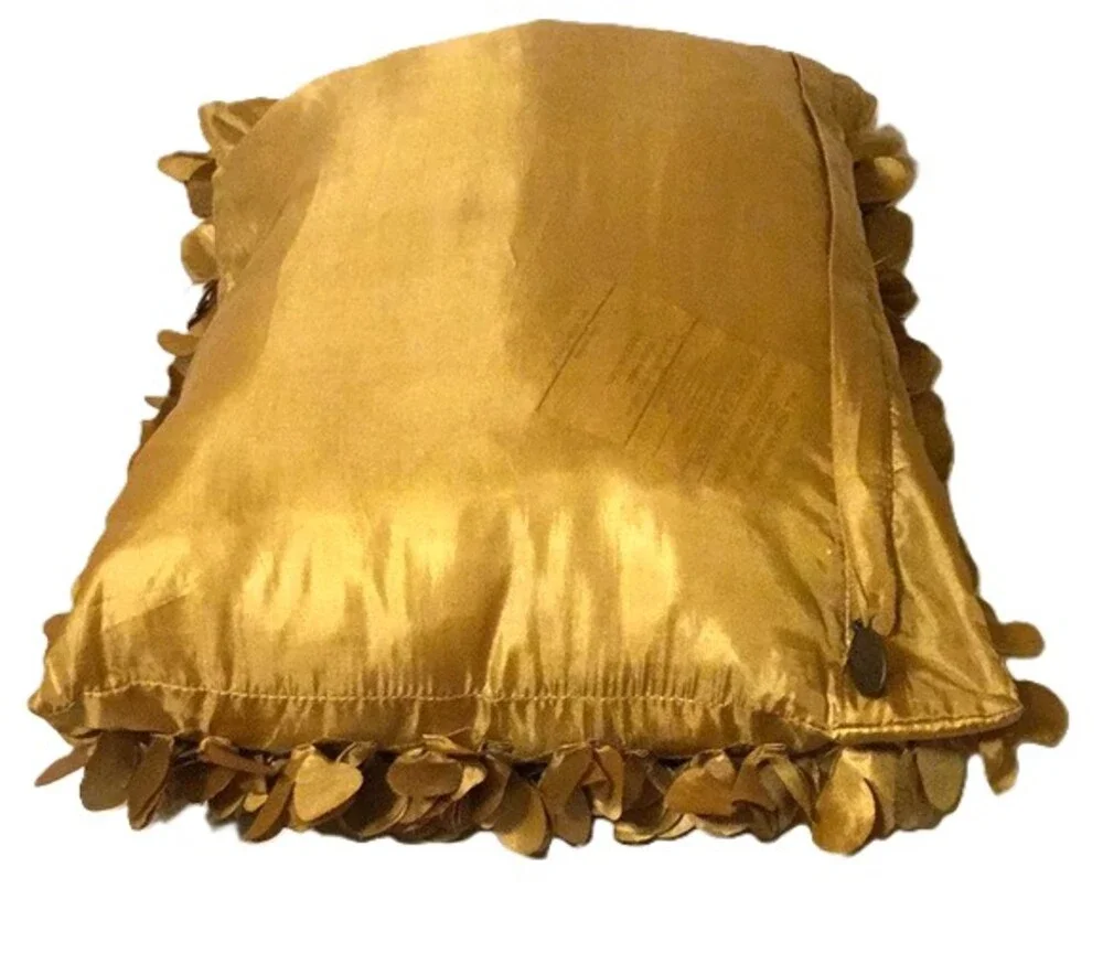 PIER 1 Round Gold Petals Luxe Accent Decorative Home Decor Pillow 12 x 16 inches